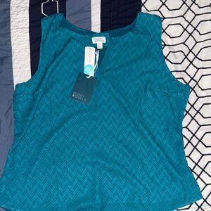 Market & Spruce Teal Chevron-Texture Sleeveless Tank Top